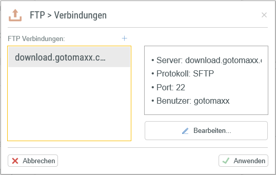 Liste der FTP-Verbindungen