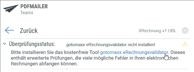 gotomaxx eRechnungsvalidator nicht installiert