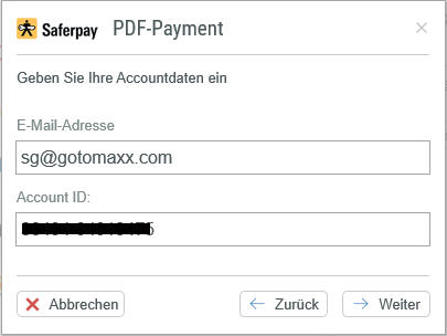 E-Mail Adresse und Account ID