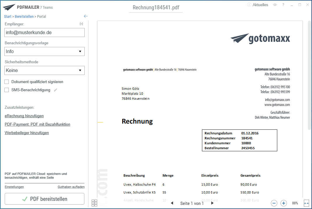 gotomaxx PDFMAILER Cloud