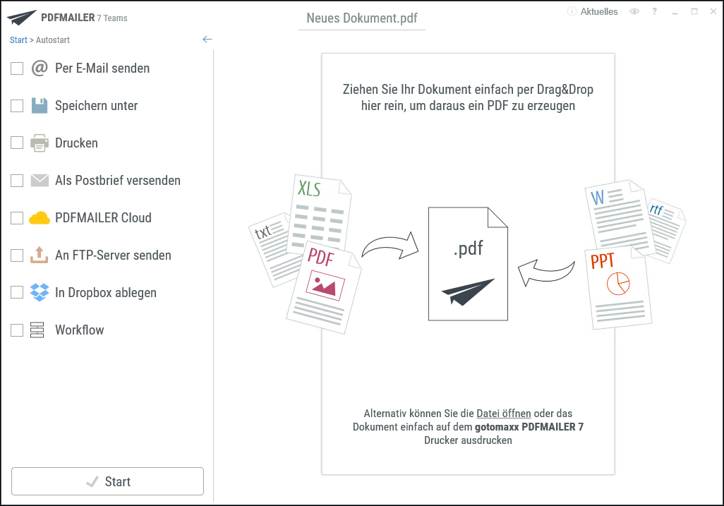 PDFMAILER Autostart