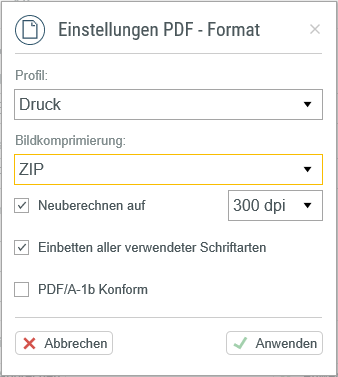 PDF-Einstellung