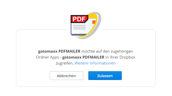 PDFMAILER_Settings_Sharing_dropbox_autorisation