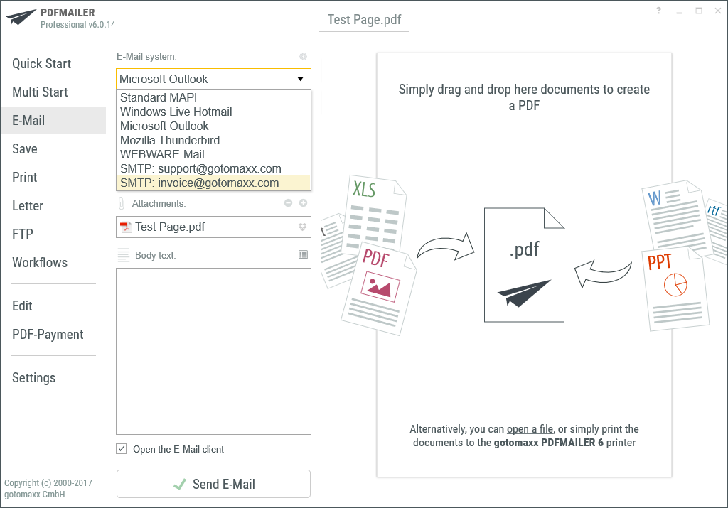 Selection of SMTP Account