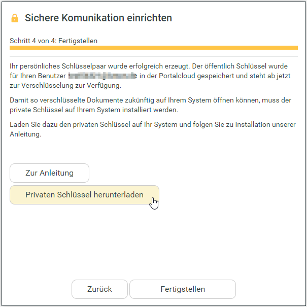 Download des privaten Schlüssels