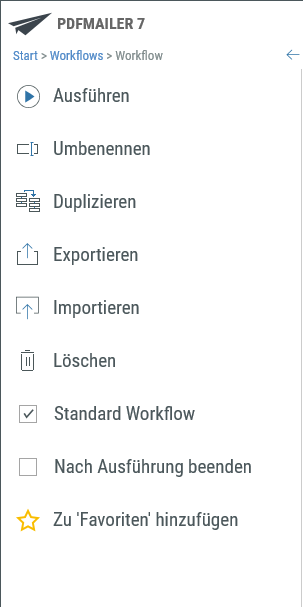 Workflow Optionen